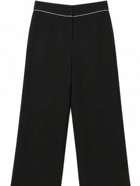 Agent Provocateur Black 100% Silk Cropped Wide-Leg Pants Trousers Women's US 8